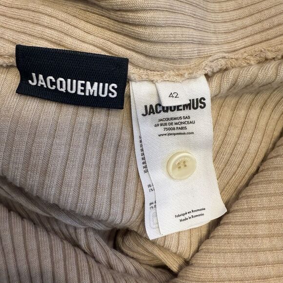 Jacquemus Asymmetric Ribbed Knit Cardigan with Strap in Beige Size 42 Wool Blend - Picture 8 of 13